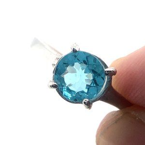 Paraiba Blue Apatite 1.12ct Platinum Finish Solid 925 Sterling Silver Ring